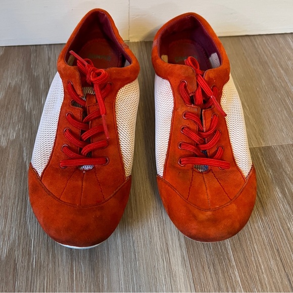 Camper Women’s Red Orange Suede & White Mesh Sneakers EU 37 / US 6.5–7 shoes - Picture 3 of 10